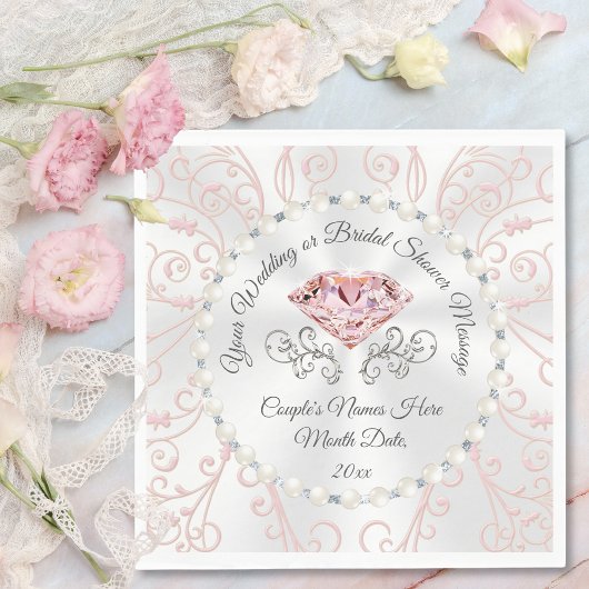 Elegantes Rosa Diamond Napkins Personalisiert Serviette