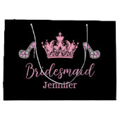 elegantes rosa Drehbuch schwarz übersetzt Große Geschenktüte (Rückseite)