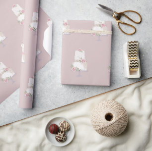 Elegantes Rosa Drei-Stufen-Kuchen Geschenkpapier