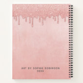 Elegantes rosa Dripping Glitzer Artist Sketchbook Notizblock (Rückseite)
