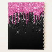 Elegantes rosa Dripping Glitzer Monogram Planer (Rückseite)