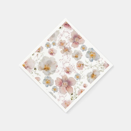 Elegantes Rosa Dusty Blue Blume Brautparty Serviette (Ecke)