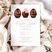 Elegantes rosa Eier Ostern Mittagessen Einladung