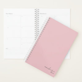 Elegantes Rosa Einfach Minimalistisch Personalisie Planer