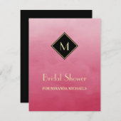 Elegantes rosa einfaches Monogramm-Brautparty Einladung (Vorne/Hinten)