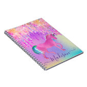 Elegantes Rosa Einhorn-Tropfmonogramm Glitzer Notizblock (Rechte Seite)