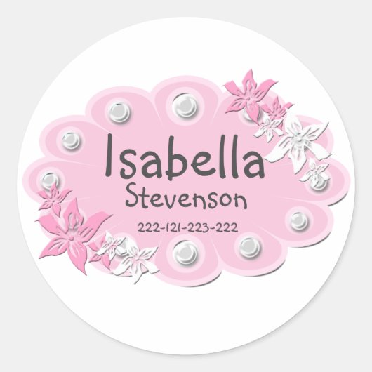elegantes rosa Etikett Runder Aufkleber (Vorderseite)