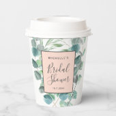 Elegantes Rosa Eukalyptus-Brautparty Pappbecher (Rückseite)