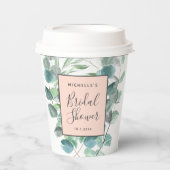 Elegantes Rosa Eukalyptus-Brautparty Pappbecher (Vorderseite)