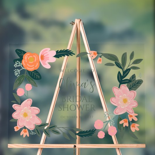 Elegantes, rosa, farbenprächtiges Brautparty - Wil Acrylschild (Neutral)