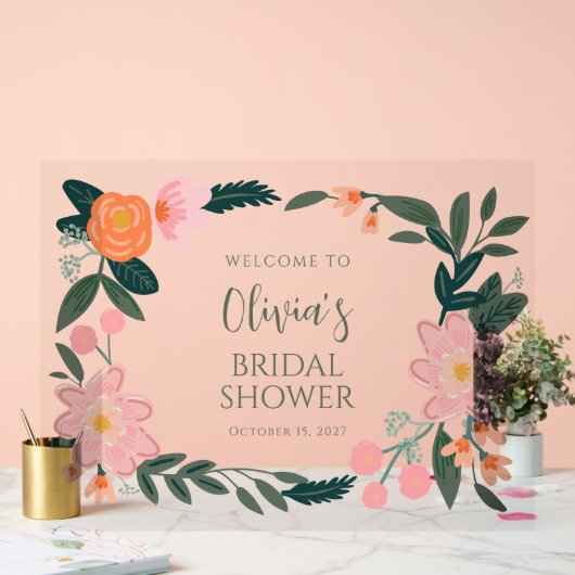 Elegantes, rosa, farbenprächtiges Brautparty - Wil Acrylschild (Hochzeit)