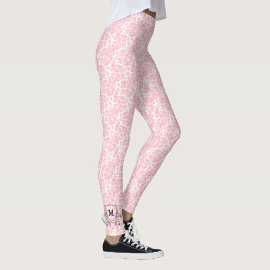 Elegantes rosa, farbiges Muster für die Rose Leggings (Rechts)