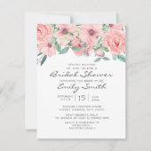 Elegantes, rosa Farbtupfer Grünes Brautparty Einladung (Vorderseite)