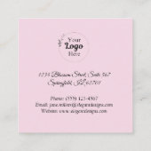 Elegantes Rosa Firmenlogo Telefonnummerkarte (Rückseite)