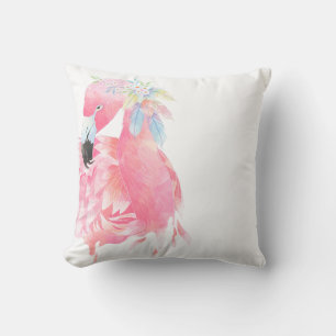 Elegantes rosa Flamingo-Aquarell-Wurfs-Kissen Kissen