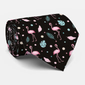 Elegantes rosa Flamingo Exotisches Muster Krawatte (Gerollt)
