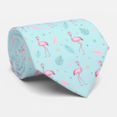 Elegantes rosa Flamingo Exotisches Muster Krawatte (Gerollt)
