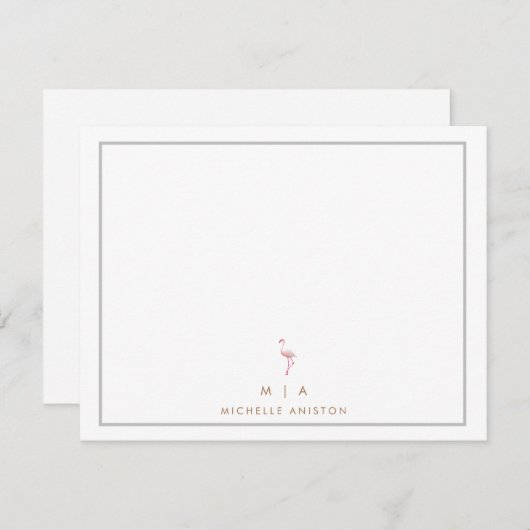 Elegantes rosa Flamingo Modernes Minimalistisches Mitteilungskarte (Vorne/Hinten)