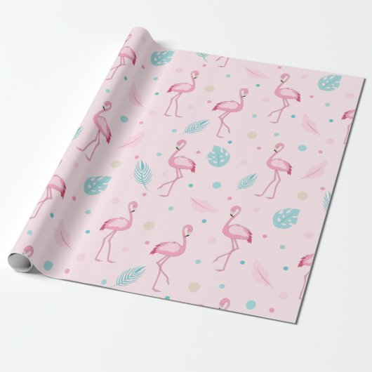 Elegantes rosa Flamingo Muster Geschenkpapier (Ungerollt)