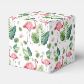 Elegantes rosa Flamingo tropisches Blätter Muster Geschenkschachtel (Rückseite)
