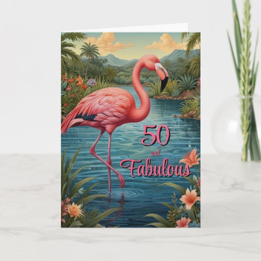 Elegantes rosa Flamingo tropisches Paradies Geburt Einladung (Vorderseite)