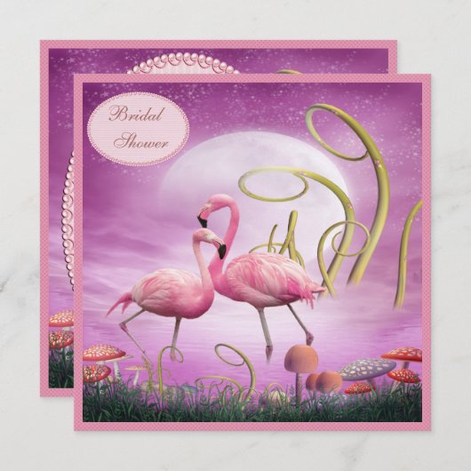 Elegantes rosa Flamingos-Brautparty Einladung (Vorne/Hinten)