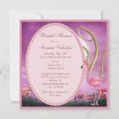 Elegantes rosa Flamingos-Brautparty Einladung (Rückseite)
