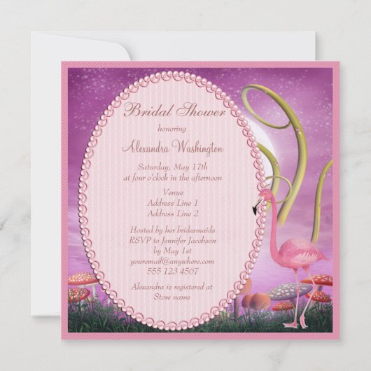 Elegantes rosa Flamingos-Brautparty Einladung (Rückseite)