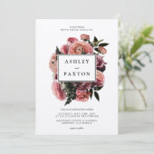 Elegantes Rosa | Floral Bouquet auf Weiß Einladung (Stehend Vorderseite)