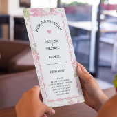 Elegantes rosa Floral Flat Wedding Programm