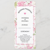 Elegantes rosa Floral Flat Wedding Programm (Vorderseite)