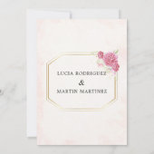 Elegantes Rosa Floral Gold Spanische Nuestra Boda Einladung (Rückseite)