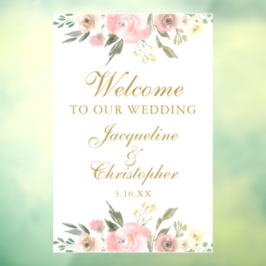 Elegantes Rosa Floral Gold Willkommen bei unserer Fensteraufkleber (Blatt 3)