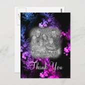 Elegantes Rosa Floral Ihr Foto Danke Postcard Postkarte (Vorne/Hinten)