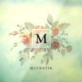 Elegantes Rosa Floral Monogramm Fensteraufkleber (Blatt 3)