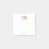 Elegantes Rosa Floral Monogramm Post-it Klebezettel (Vorderseite)