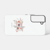 Elegantes Rosa Floral Monogramm Samsung Galaxy Hülle (Rückseite (Horizontal))