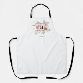 Elegantes Rosa Floral Monogramm Schürze (Vorderseite)