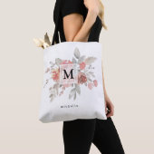 Elegantes Rosa Floral Monogramm Tasche (Von Nahem)
