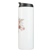 Elegantes Rosa Floral Monogramm Thermosbecher (Nach rechts gedreht)