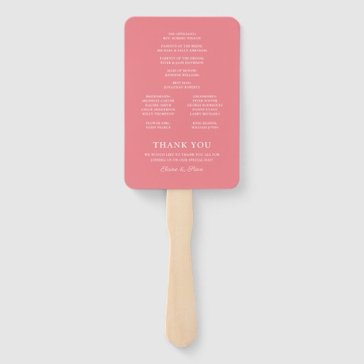 Elegantes Rosa Floral Wedding Program Fächer (Rückseite)