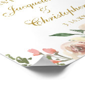 Elegantes Rosa Floral Wedding Sign Unser Gästebuch (Ecke)
