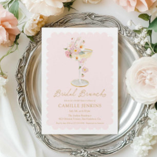 Elegantes rosa florales Braut-Brunch Einladung