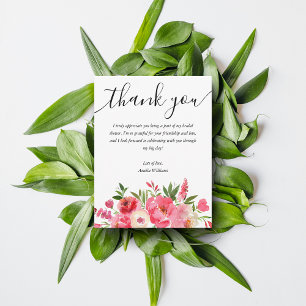Elegantes rosa florales Brautparty Dankeskarte