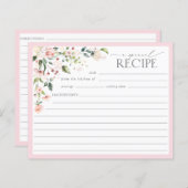 Elegantes rosa florales Brautparty Rezept Card v2 (Vorne/Hinten)