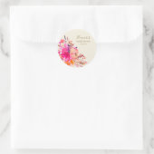 Elegantes, rosa, florales Brautparty Runder Aufkleber (Tasche)