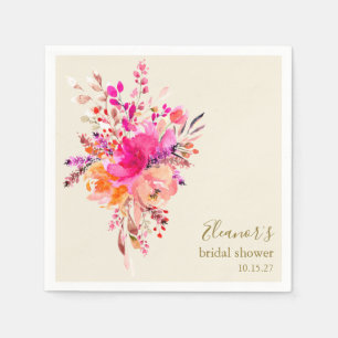 Elegantes, rosa, florales Brautparty Serviette