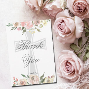Elegantes rosa, florales Christlich Personalisiert Dankeskarte