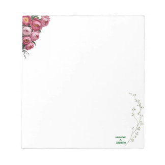 Elegantes rosa florales Hochzeit Willkommensschild Notizblock
