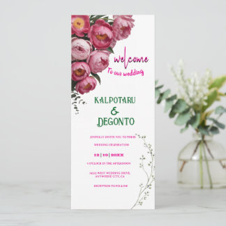 Elegantes rosa florales Hochzeits-Willkommensschil